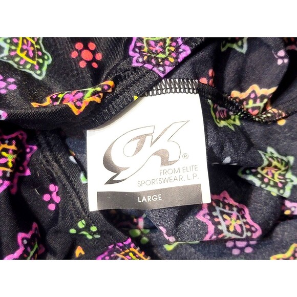 GK Elite AL Scoop Neck Leotard VTG Long Sleeve Adult L Neon Black Geometric NWT - Picture 8 of 9